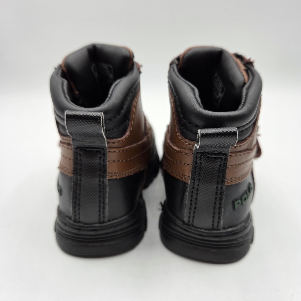 Polo Ralph Lauren Boys Country Mid Zip Duck Boots Brown Black Size 4 Toddler - Picture 6 of 11